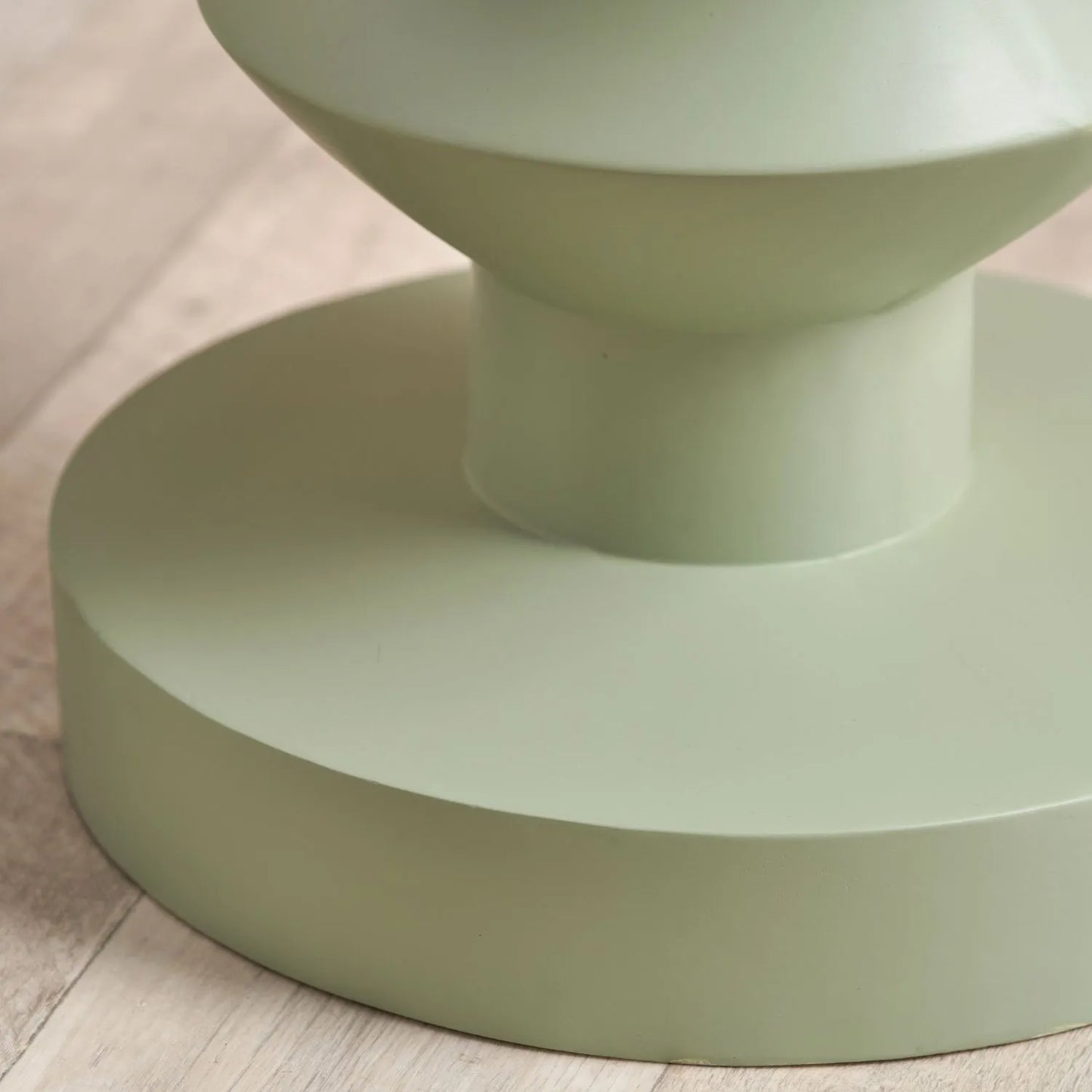 Sage Green Fibrestone Sculptural Pedestal Side Table – Modern Round Accent & Occasional Table 50x40x40cm - Click Style