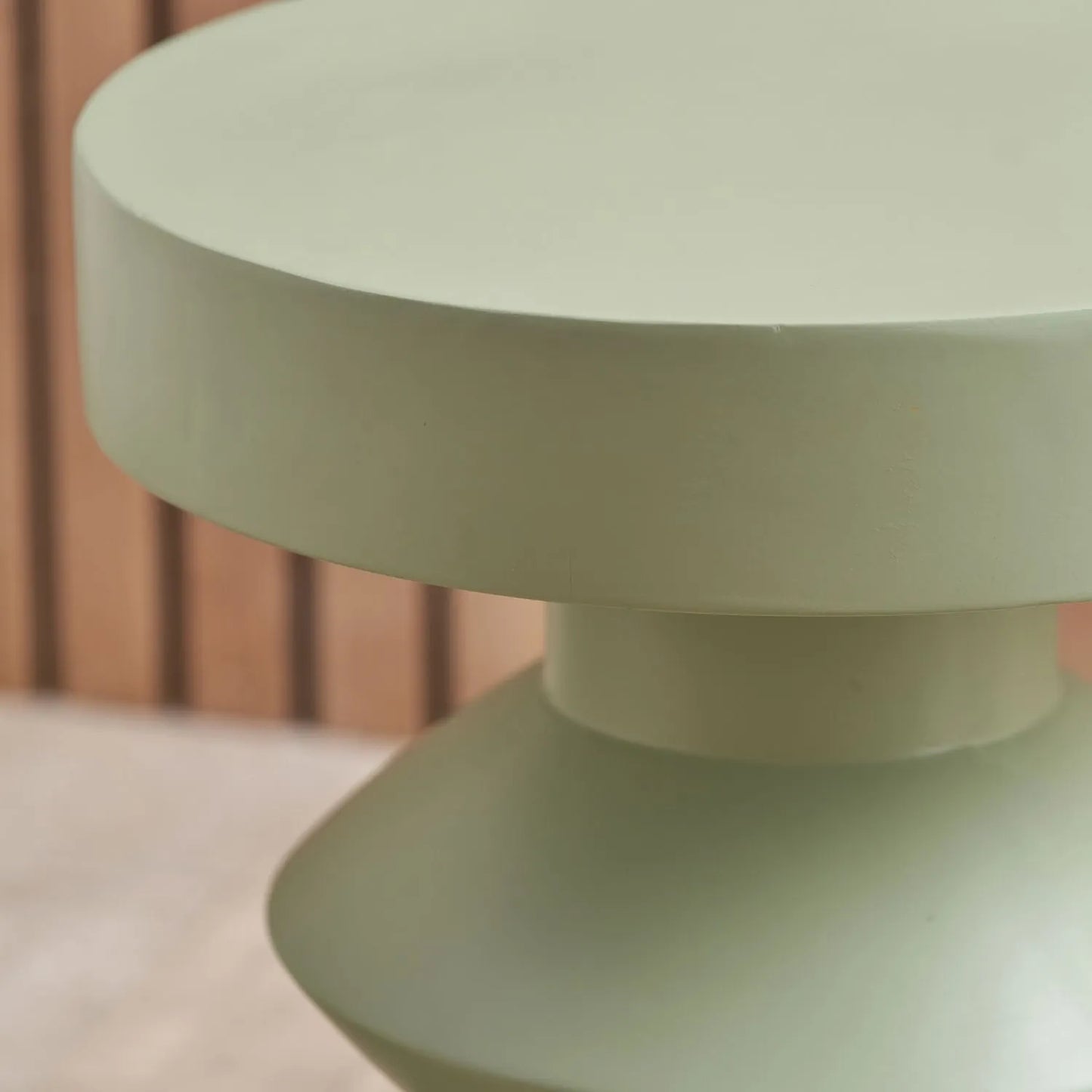 Sage Green Fibrestone Sculptural Pedestal Side Table – Modern Round Accent & Occasional Table 50x40x40cm - Click Style