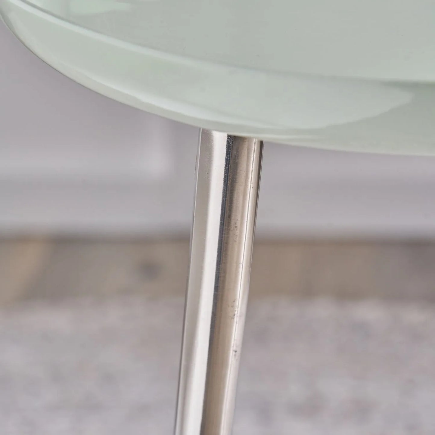 Sage Green Round Tripod Enamel Side Table with Silver Metal Legs – Modern Accent Table 58x44x44cm - Click Style