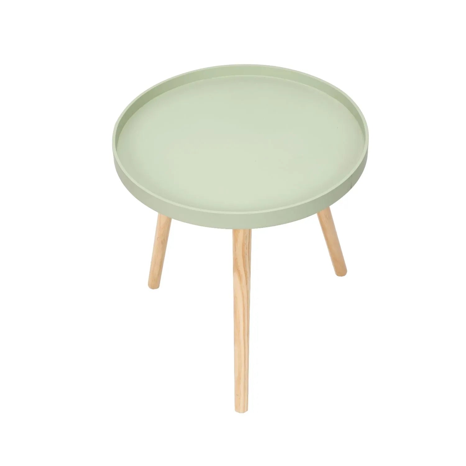 Sage Green Round Tripod Side Table with Pine Wooden Legs – Small Bedside or Coffee Table 43.5x41cm - Click Style