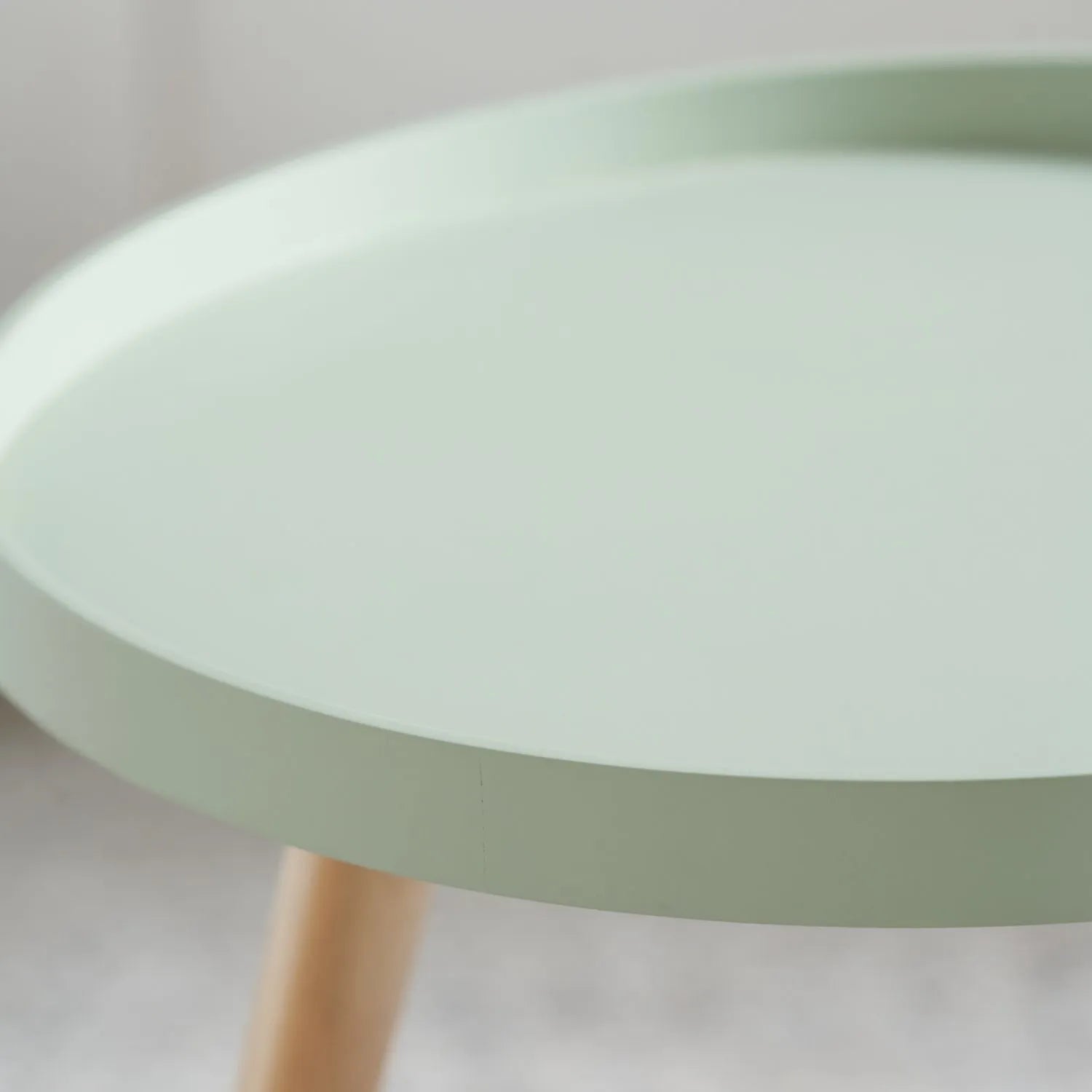 Sage Green Round Tripod Side Table with Pine Wooden Legs – Small Bedside or Coffee Table 43.5x41cm - Click Style