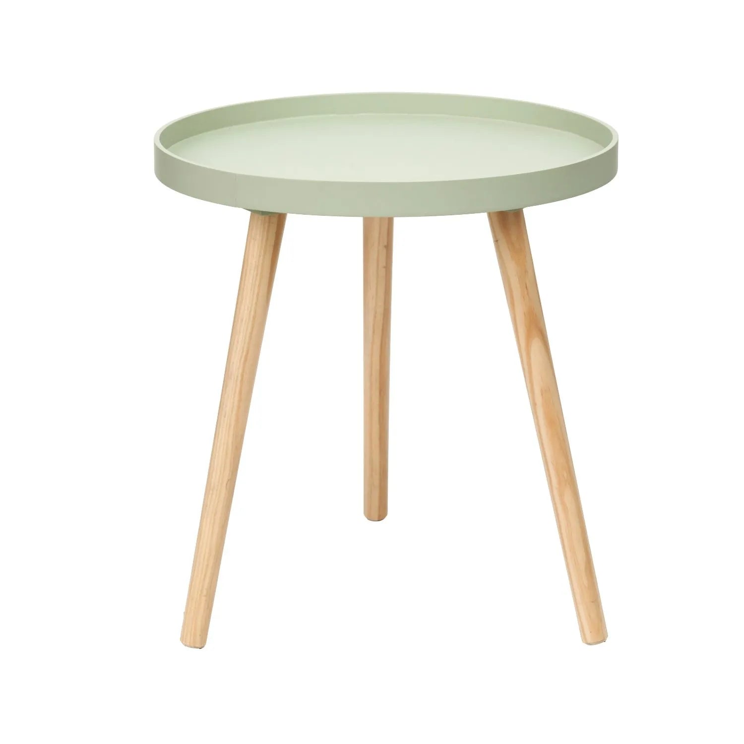 Sage Green Round Tripod Side Table with Pine Wooden Legs – Small Bedside or Coffee Table 43.5x41cm - Click Style