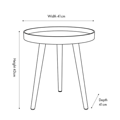 Sage Green Round Tripod Side Table with Pine Wooden Legs – Small Bedside or Coffee Table Dimensions 43.5x41cm - Click Style