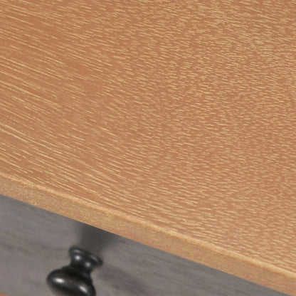 Sage Green & Neutral Pine Wood 3 Drawer Desk with Black Knob Handle – Top & Drawer Detail Close-Up | Click Style