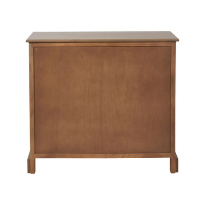 Sage Green & Neutral Pine Wood 4 Drawer Chest with Black Ring Handles – Back View | Click Style