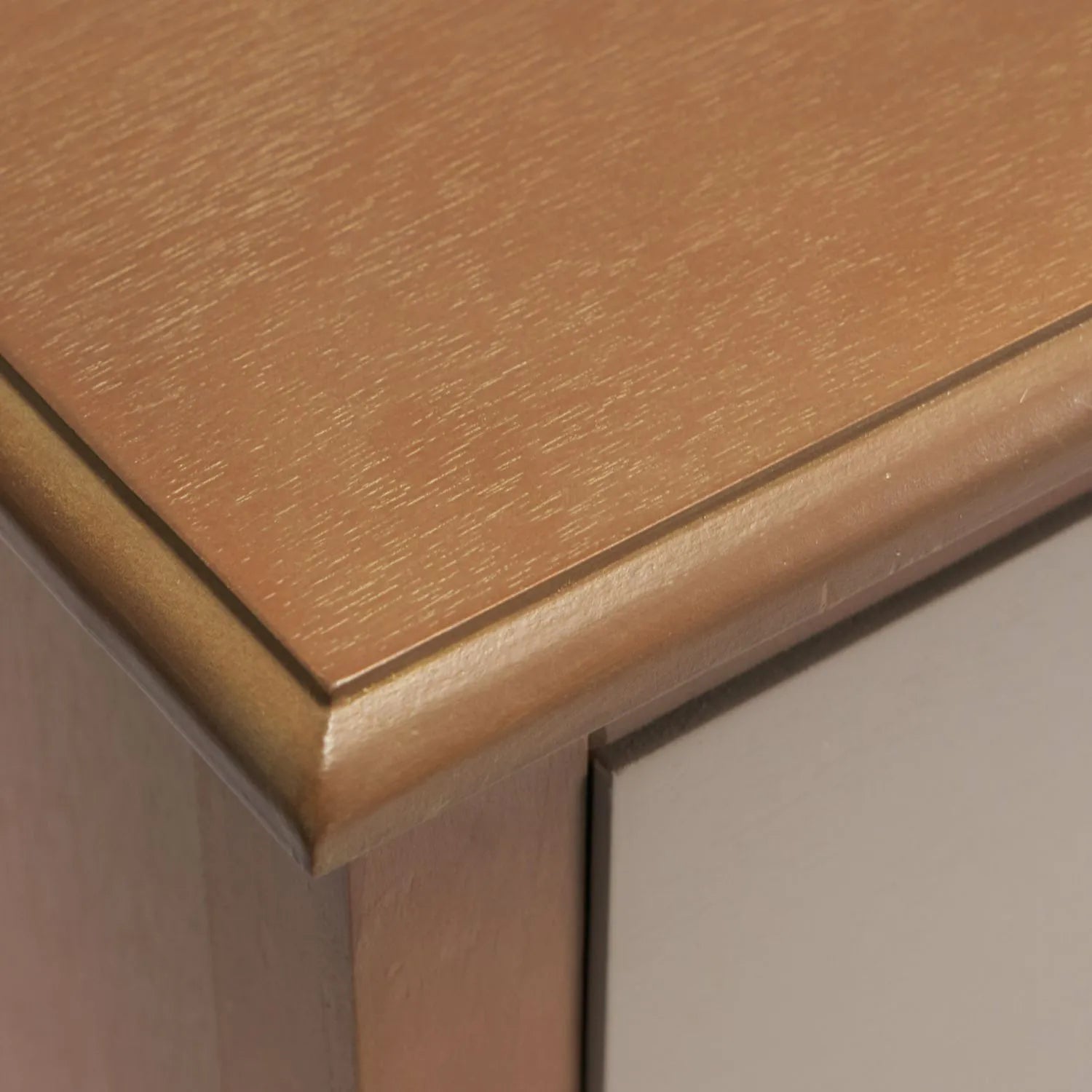 Sage Green & Neutral Pine Wood 5 Drawer Tallboy Chest of Drawers – Close-Up of Top Corner & Upper Drawer | Click Style