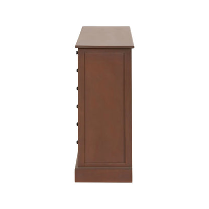 Sage Green & Neutral Pine Wood 6 Drawer Chest with Black Knob Handles – Side View Facing Left | Click Style
