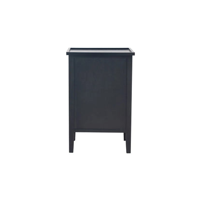 Satin Black Pine Wood 3 Drawer Side Table with Gold Knob Handles – Compact Wooden Bedside Cabinet with Three Storage Drawers Back View for Bedrooms, Living Rooms & Home Office 66x43x33cm | Click Style