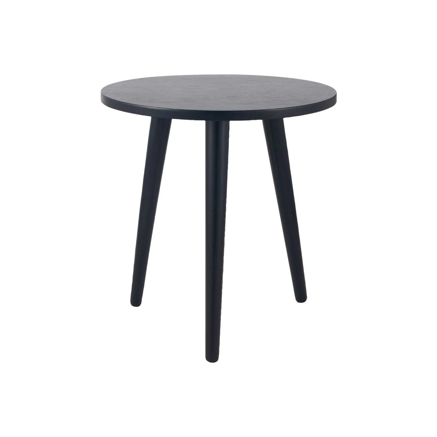 Satin Black Round Pine Wood Side Table with Tapered Tripod Legs – Wooden Occasional End Table for Living Rooms & Bedrooms 42x40x40cm – Modern Scandinavian Style Black Wood Side Table for Sofas, Armchairs, Bedside Use & Reading Corners | Click Style
