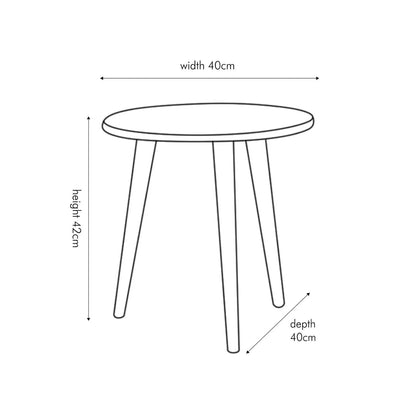 Satin Black Round Pine Wood Side Table with Tapered Tripod Legs – Wooden Occasional End Table for Living Rooms & Bedrooms Dimensions 42x40x40cm – Modern Scandinavian Style Black Wood Side Table for Sofas, Armchairs, Bedside Use & Reading Corners | Click Style