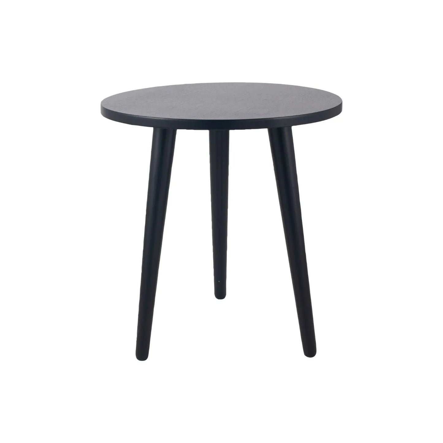 Satin Black Round Pine Wood Side Table with Tapered Tripod Legs – Wooden Occasional End Table for Living Rooms & Bedrooms 42x40x40cm – Modern Scandinavian Style Black Wood Side Table for Sofas, Armchairs, Bedside Use & Reading Corners | Click Style