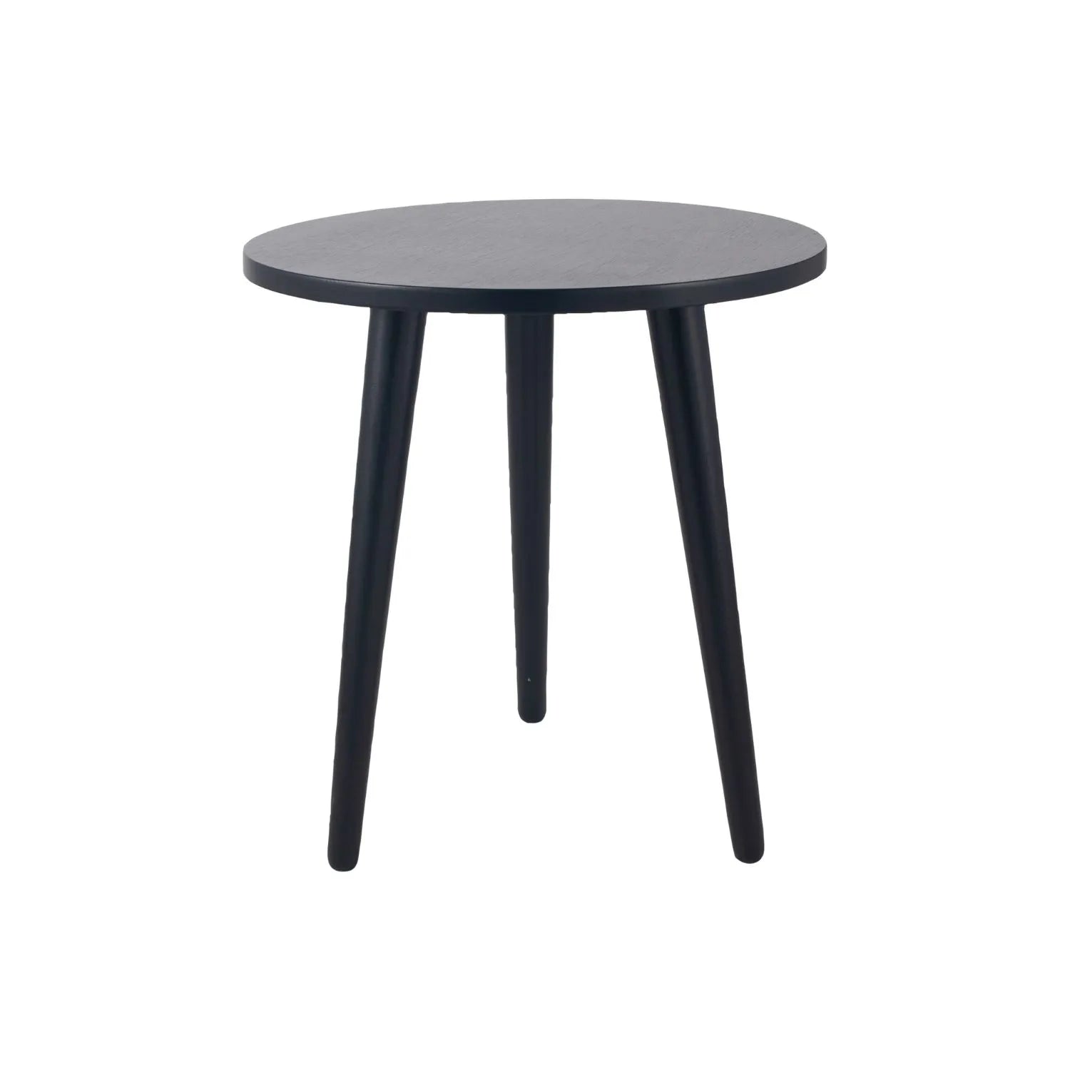 Satin Black Round Pine Wood Side Table with Tapered Tripod Legs – Wooden Occasional End Table for Living Rooms & Bedrooms 42x40x40cm – Modern Scandinavian Style Black Wood Side Table for Sofas, Armchairs, Bedside Use & Reading Corners | Click Style