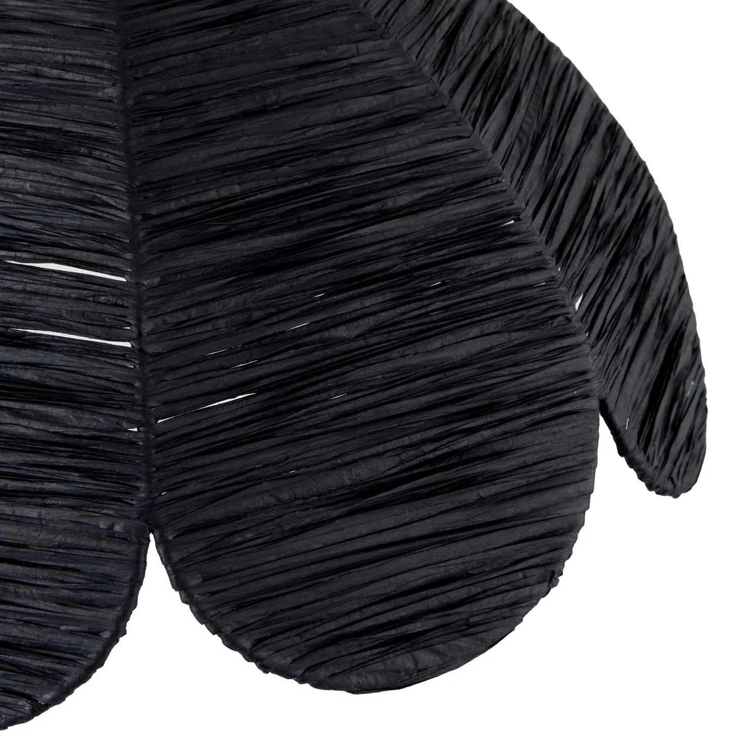 Scalloped Black Raffia Adjustable Ceiling Pendant Light with Petal-Shaped Lampshade & Wrapped Textured Finish H118xW41xD41cm - Click Style