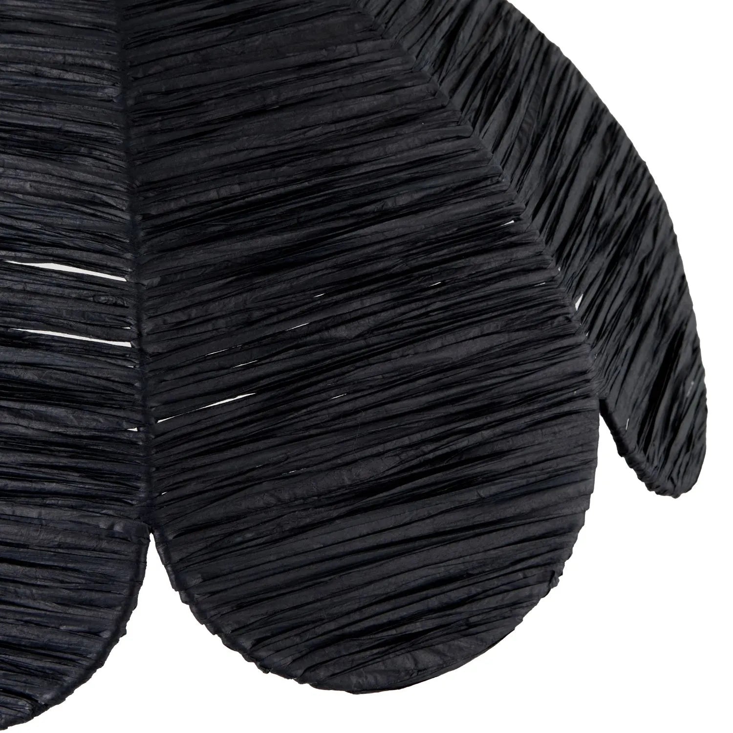 Scalloped Black Raffia Adjustable Ceiling Pendant Light with Petal-Shaped Lampshade & Wrapped Textured Finish H118xW41xD41cm - Click Style