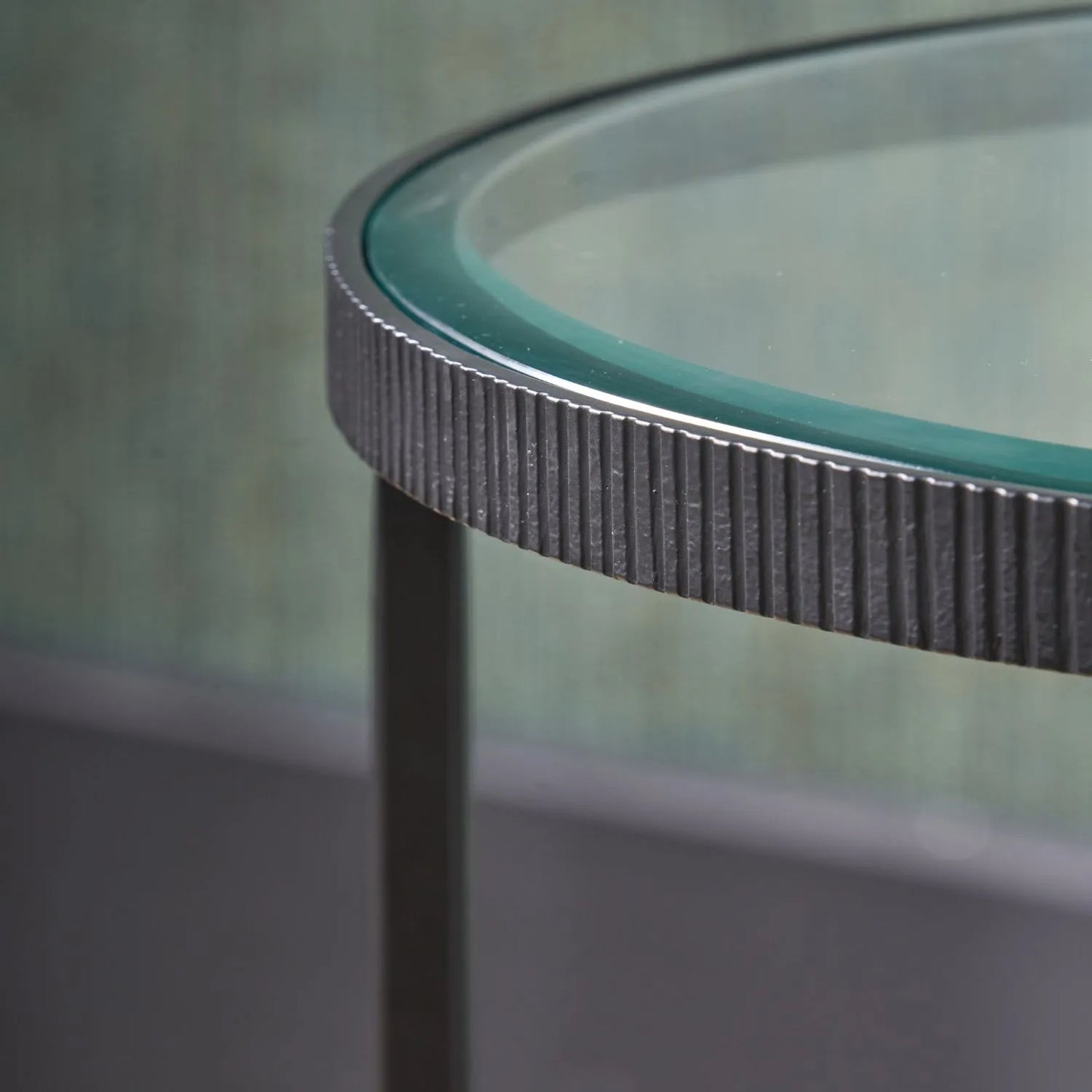 Set of 2 Black Half Moon Glass Side Tables with Bevelled Glass Tops & Black Metal Frame – Modern Nesting Occasional Tables 60x40x20cm | Click Style