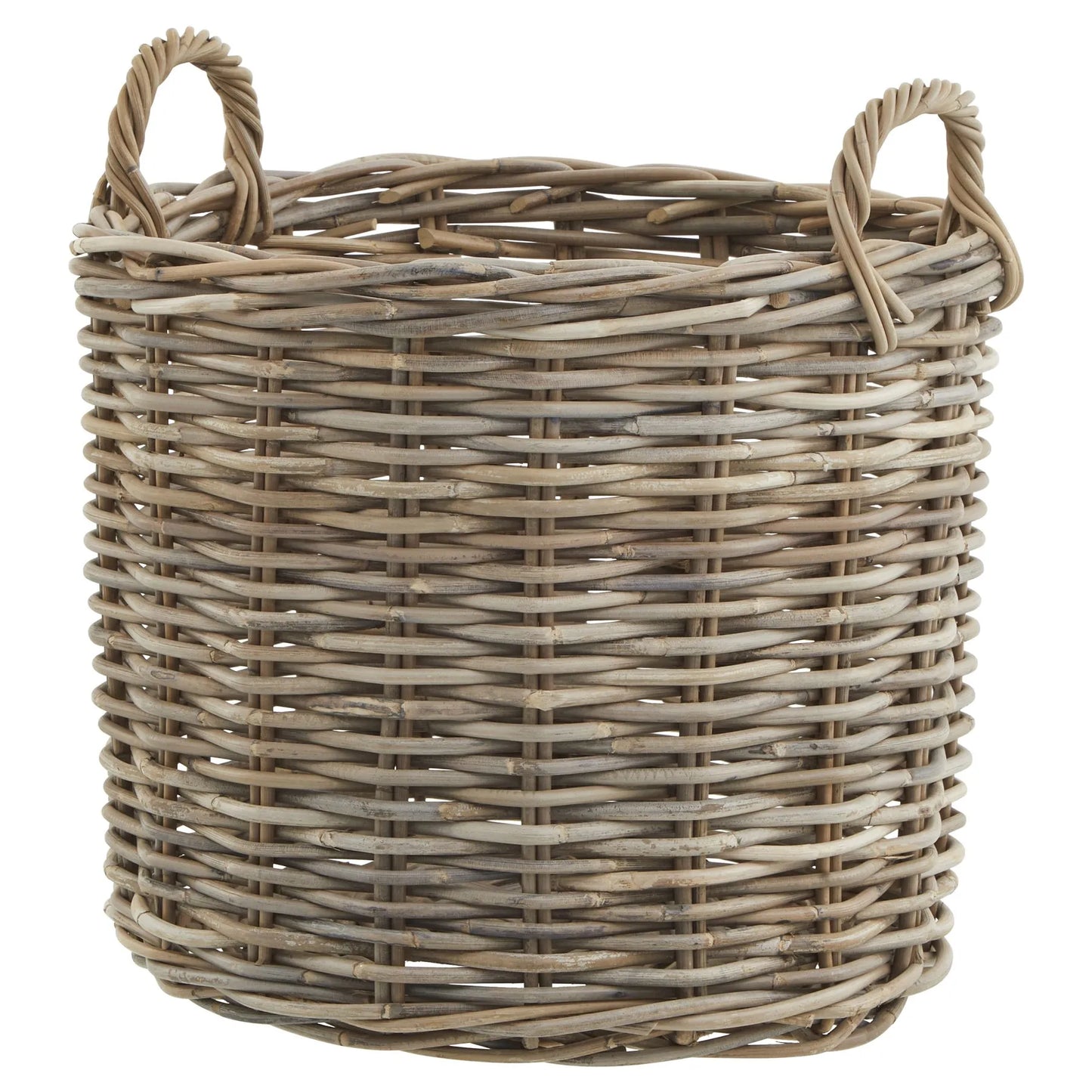 Set of 3 Round Rattan Kubu Storage Baskets with Handles - Decorative Storage for Home Organisation - Click Style