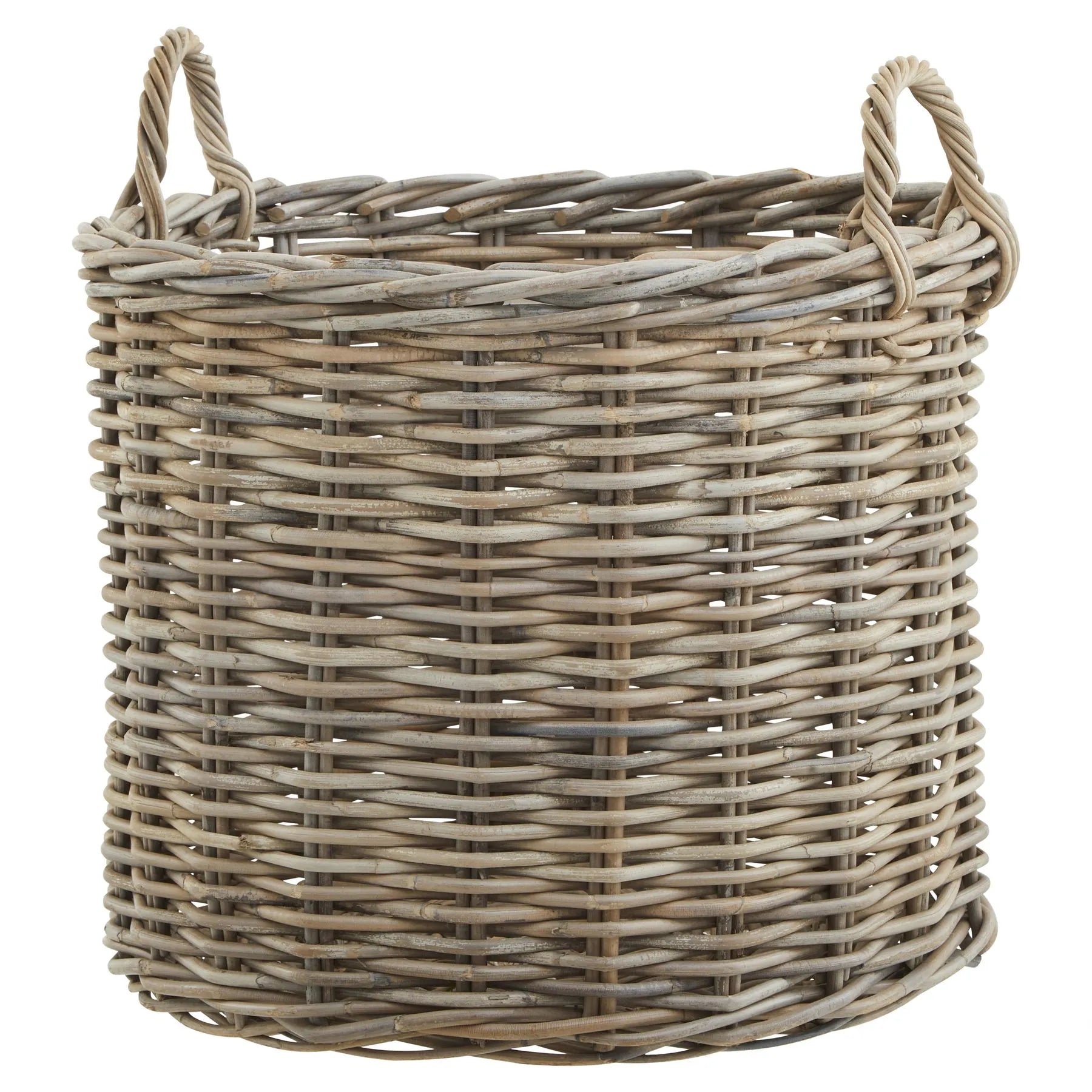 Set of 3 Round Rattan Kubu Storage Baskets with Handles - Decorative Storage for Home Organisation - Click Style