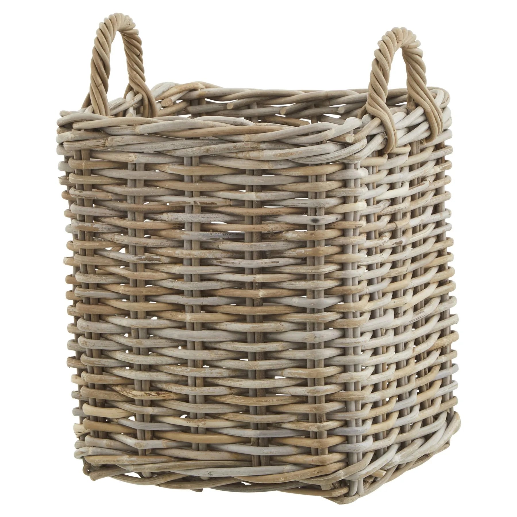 Set of 3 Square Rattan Kubu Storage Baskets with Handles - Decorative Storage for Home Organisation - Click Style