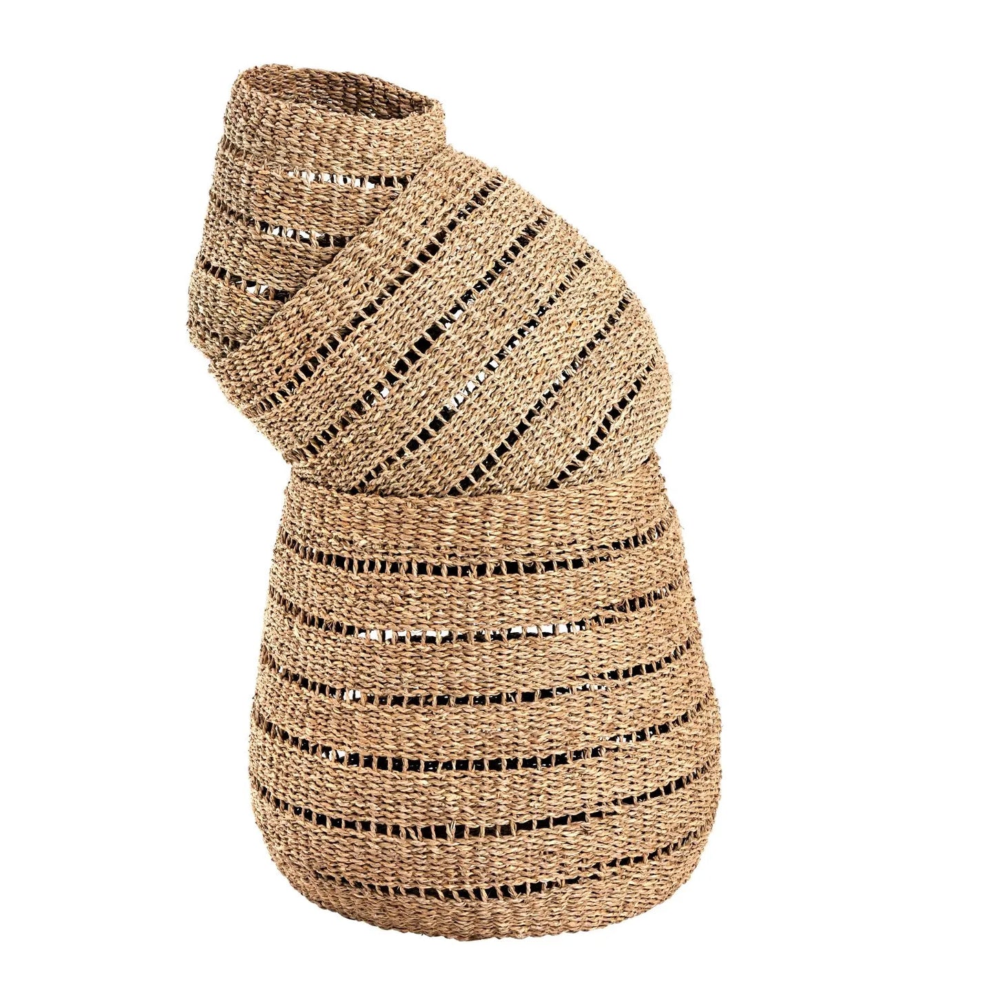 Set of Three Round Natural Seagrass Baskets – Open Weave Woven Decorative Storage 42x45x45cm - Click Style