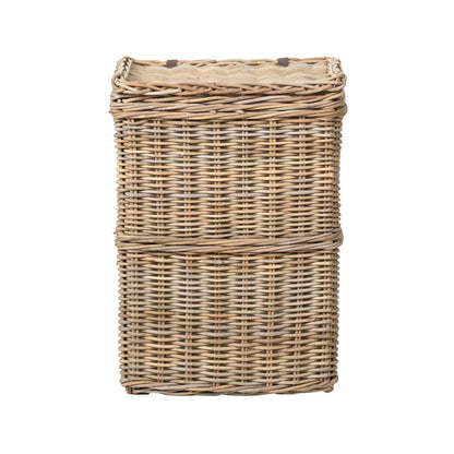 Set of Two Grey Kubu Rectangular Laundry Baskets with Lids Handles & Linen Lining – Decorative Storage for Home Organisation 59x40x40cm - Click Style