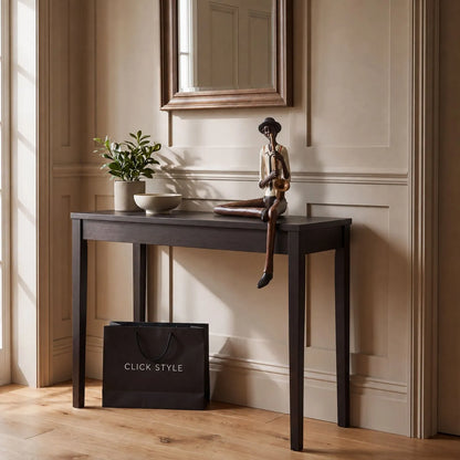 Shelf-Sitter Jazz Saxophonist Resin Ornament styled on a dark wood console table in a warm neutral hallway | Click Style