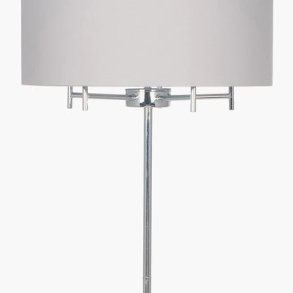 Silver 5-Light Floor Lamp with Grey Drum Fabric Lampshade – Metal Floor-standing Lamp for Modern Lighting 161x44x44cm - Click Style