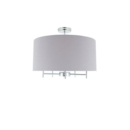 Silver 5-Light Pendant Ceiling Light with Grey Linen Drum Lampshade – Modern Chrome Lighting 37x45x45cm - Click Style