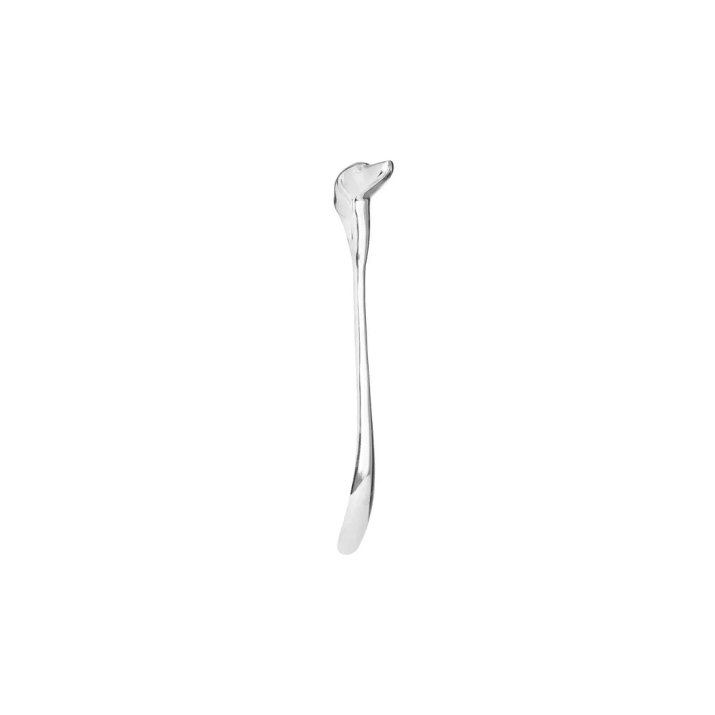 Silver Dog Head Long Handled Shoe Horn with Hanging Loop & Polished Finish – Decorative Metal Shoehorn 53x10x5cm - Click Style