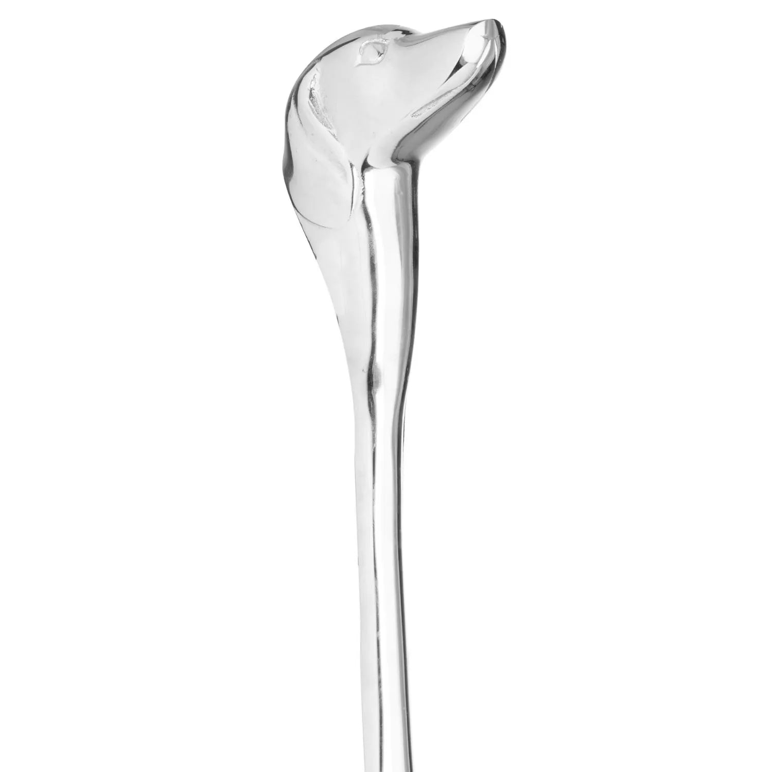 Silver Dog Head Long Handled Shoe Horn with Hanging Loop & Polished Finish – Decorative Metal Shoehorn 53x10x5cm - Click Style