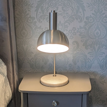Silver Table Lamp with Marble Base