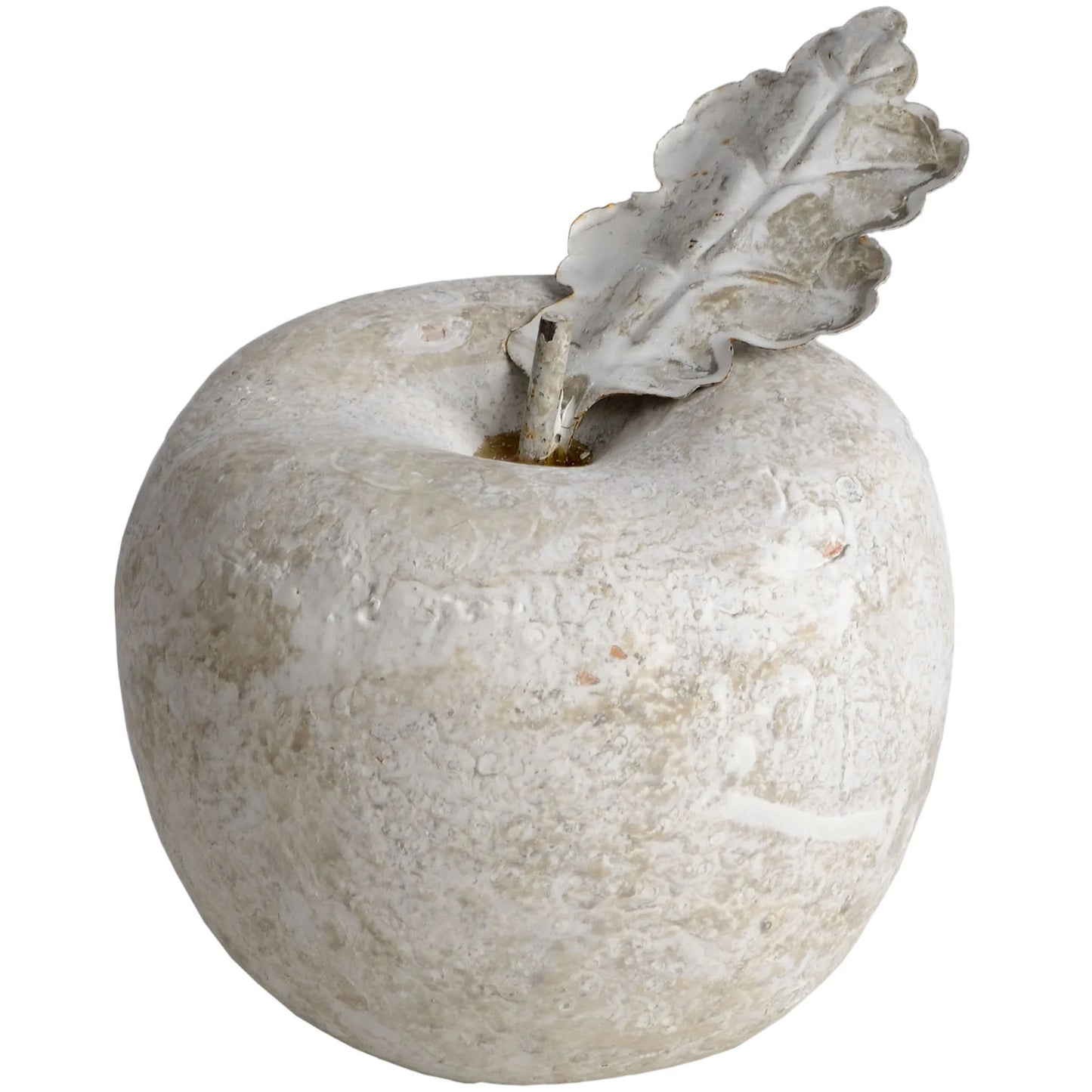 Small Cream Distressed Apple Ornament – Decorative Neutral Look Centrepiece for Home Decor 12x11cm - Click Style