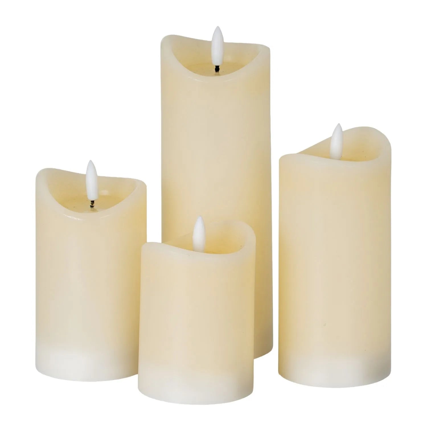 Small Cream Melted-Effect Real Wax LED Flameless Pillar Candle with Flickering Flame – Battery Operated Decorative Light 10x7x7cm | Click Style
