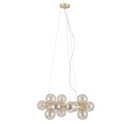 Smoked Glass Orb Gold Pendant Light – Modern Ceiling Lighting for Home Decor 110x57cm - Click Style