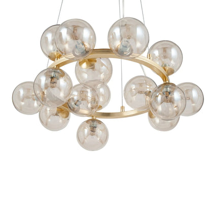 Smoked Glass Orb Gold Pendant Light – Modern Ceiling Lighting for Home Decor 110x57cm - Click Style