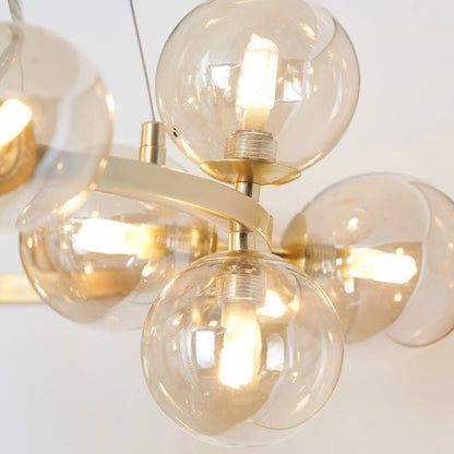 Smoked Glass Orb Gold Pendant Light – Modern Ceiling Lighting for Home Decor 110x57cm - Click Style