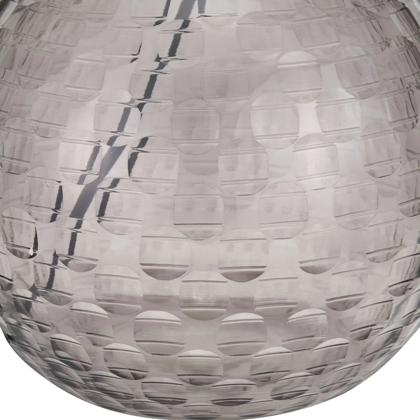 Smoked Grey Hand-Cut Glass Table Lamp Base with Antique Brass Fitting – Textured Circular Pattern Design 30x24x24cm | Click Style