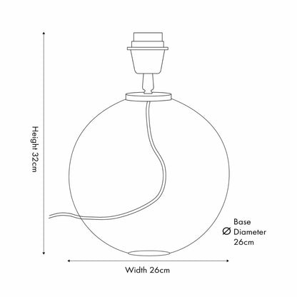 Smoked Grey Hand-Cut Glass Table Lamp Base with Antique Brass Fitting – Textured Circular Pattern Design Dimensions 30x24x24cm | Click Style