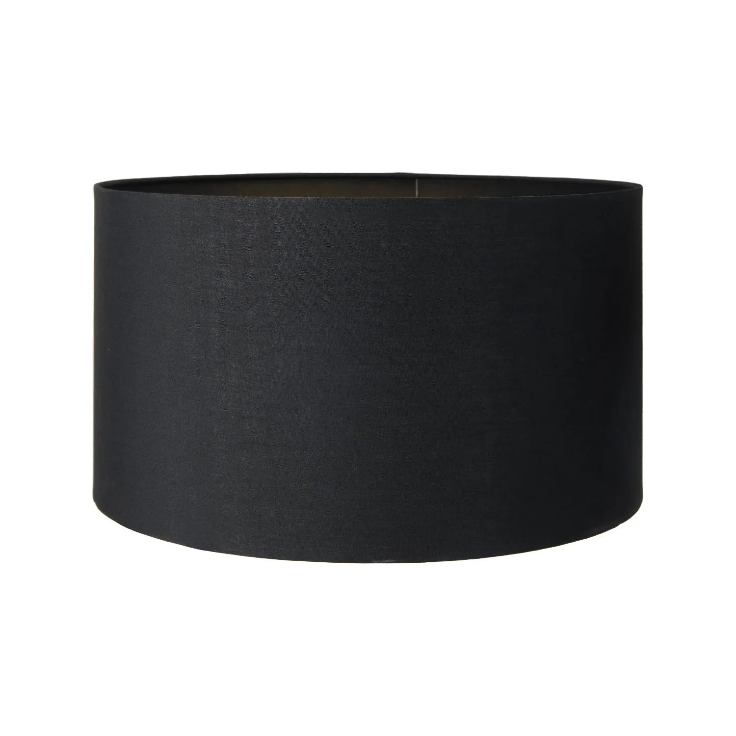 Smoked Grey Hand-Cut Glass Table Lamp with 30cm Black Cotton Drum Shade & Antique Brass Fitting – Textured Circular Pattern Design 43x30x30cm | Click Style