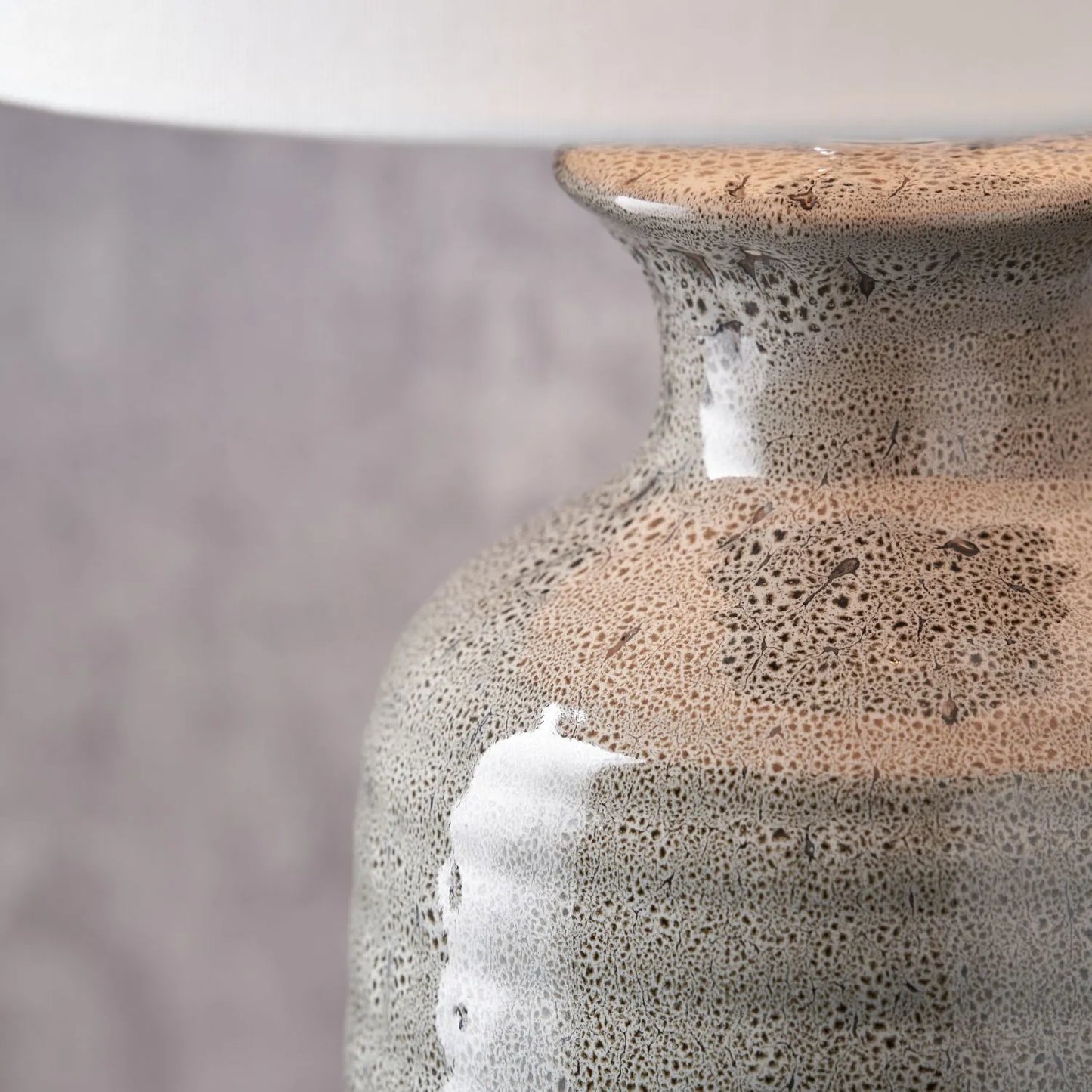 Smokey Green Ribbed Ceramic Table Lamp with White Tapered Cotton Shade & Reactive Glaze Finish – Sculptural Bottle-Shaped Table Light 49x30x30cm | Click Style