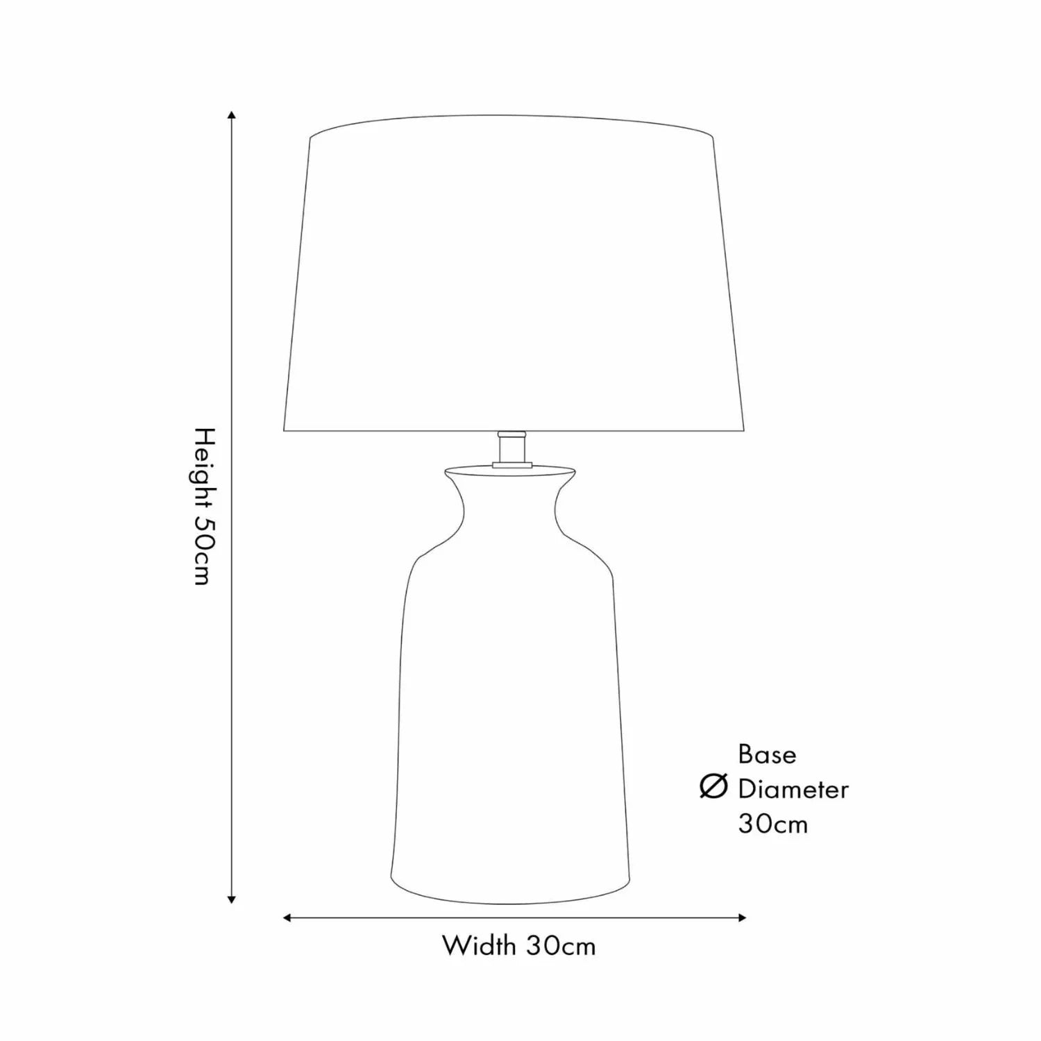 Smokey Green Ribbed Ceramic Table Lamp with White Tapered Cotton Shade & Reactive Glaze Finish – Sculptural Bottle-Shaped Table Light Dimensions 49x30x30cm | Click Style