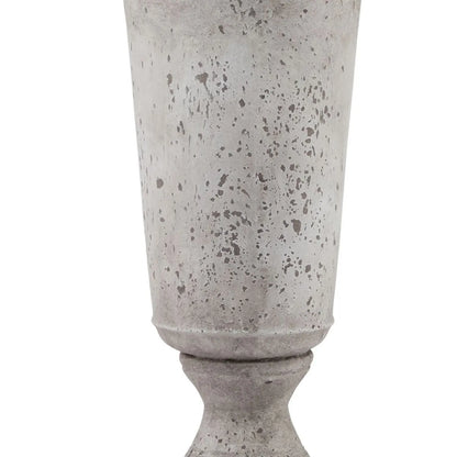 Stone-Coloured Ceramic Distressed Urn Vase – Decorative Stone-Effect Pedestal Planter for Indoor Home Decor 61x31cm - Click Style