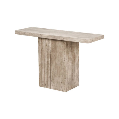 Stone Concrete Effect Console Table with Grooved Pedestal Base – Modern Hallway & Living Room Console Table in Stone Concrete Effect Finish with Sculptural Grooved Pedestal 76x120x40cm | Click Style