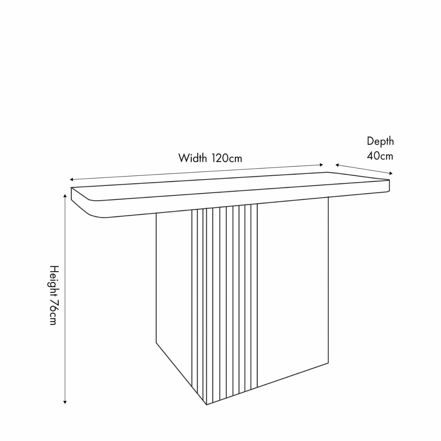 Stone Concrete Effect Console Table with Grooved Pedestal Base – Modern Hallway & Living Room Console Table in Stone Concrete Effect Finish with Sculptural Grooved Pedestal Dimensions 76x120x40cm | Click Style