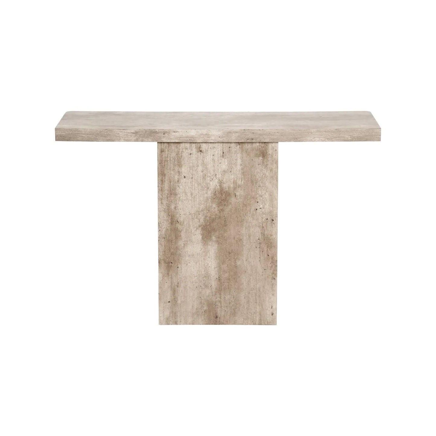 Stone Concrete Effect Console Table with Grooved Pedestal Base – Modern Hallway & Living Room Console Table in Stone Concrete Effect Finish with Sculptural Grooved Pedestal Back View 76x120x40cm | Click Style