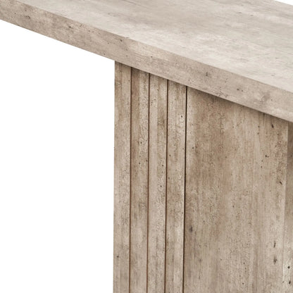 Stone Concrete Effect Console Table with Grooved Pedestal Base – Modern Hallway & Living Room Console Table in Stone Concrete Effect Finish with Sculptural Grooved Pedestal 76x120x40cm | Click Style
