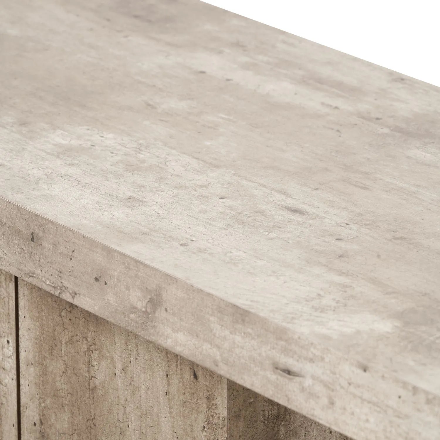 Stone Concrete Effect Console Table with Grooved Pedestal Base – Modern Hallway & Living Room Console Table in Stone Concrete Effect Finish with Sculptural Grooved Pedestal 76x120x40cm | Click Style