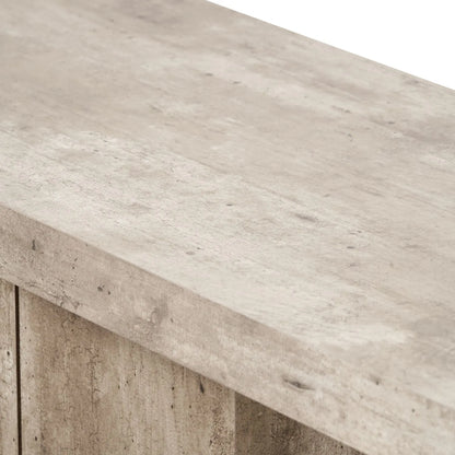 Stone Concrete Effect Console Table with Grooved Pedestal Base – Modern Hallway & Living Room Console Table in Stone Concrete Effect Finish with Sculptural Grooved Pedestal 76x120x40cm | Click Style