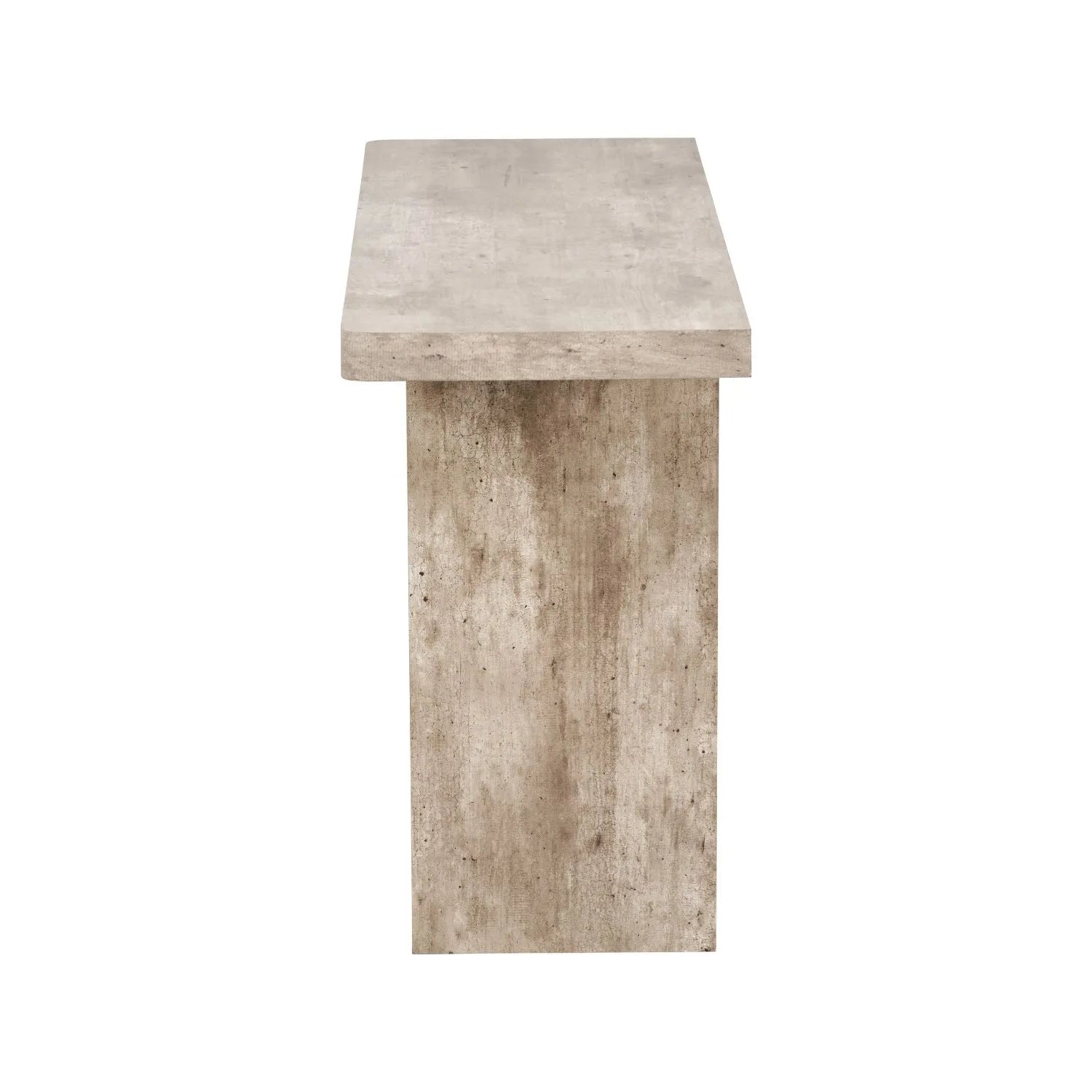 Stone Concrete Effect Console Table with Grooved Pedestal Base – Modern Hallway & Living Room Console Table in Stone Concrete Effect Finish with Sculptural Grooved Pedestal Side View 76x120x40cm | Click Style