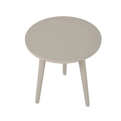 Stone Putty Tripod Pine Wood Side Table with 3 Legs – Modern Neutral Round Wooden Bedside Table 40x41x40cm - Click Style