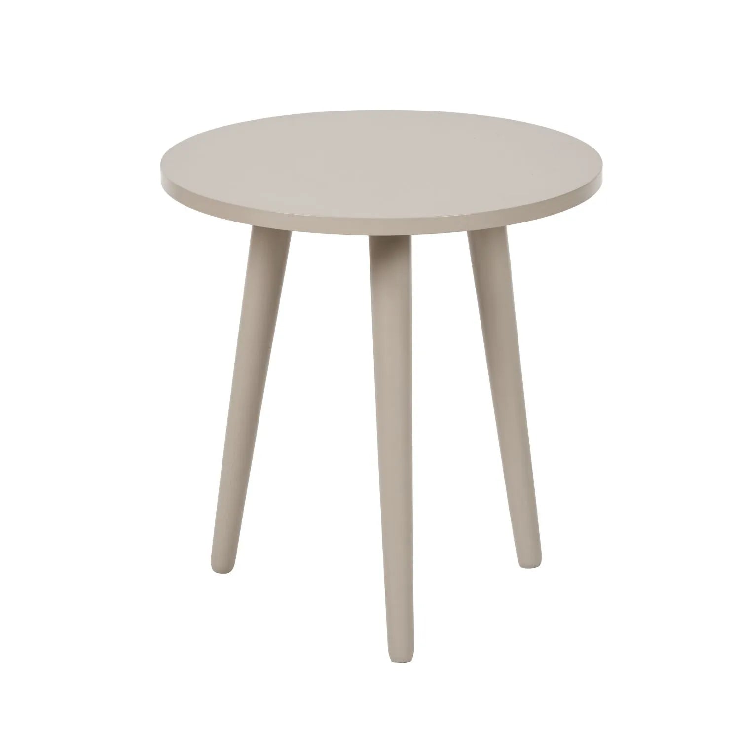 Stone Putty Tripod Pine Wood Side Table with 3 Legs – Modern Neutral Round Wooden Bedside Table 40x41x40cm - Click Style